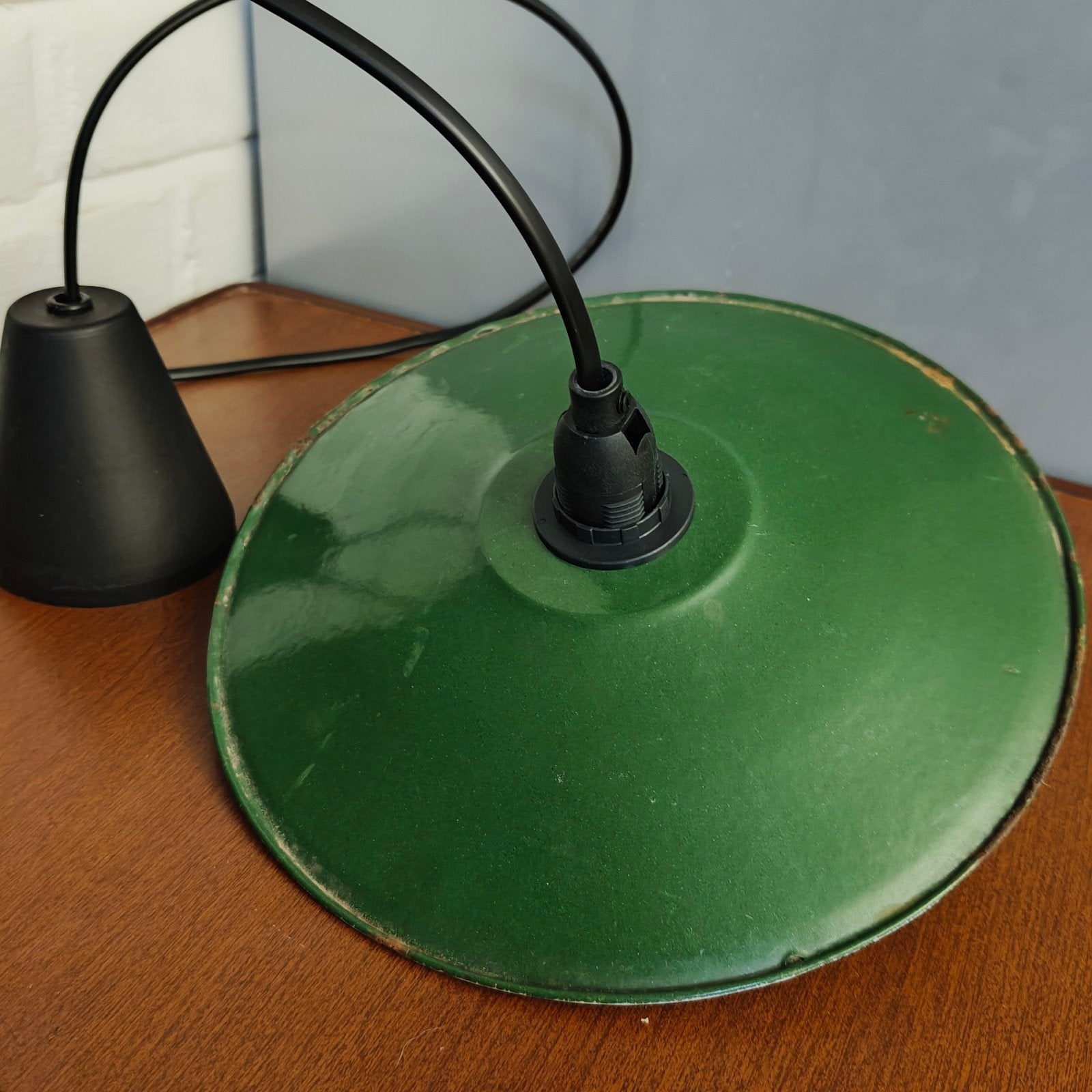 Authentieke vintage lampenkap |nieuwe elektrische onderdelen, Ophalen of Verzenden