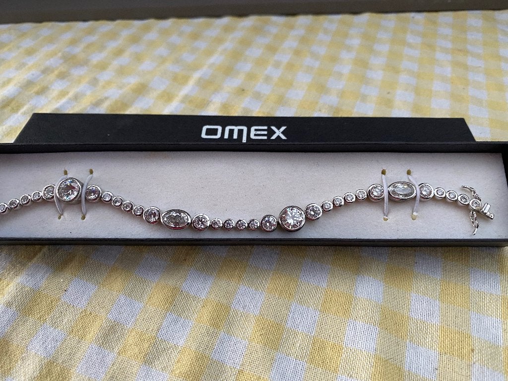 Zilveren armband Omex, Bijoux, Sacs & Beauté, Bracelets, Enlèvement ou Envoi, Comme neuf, Argent, Avec pierre précieuse