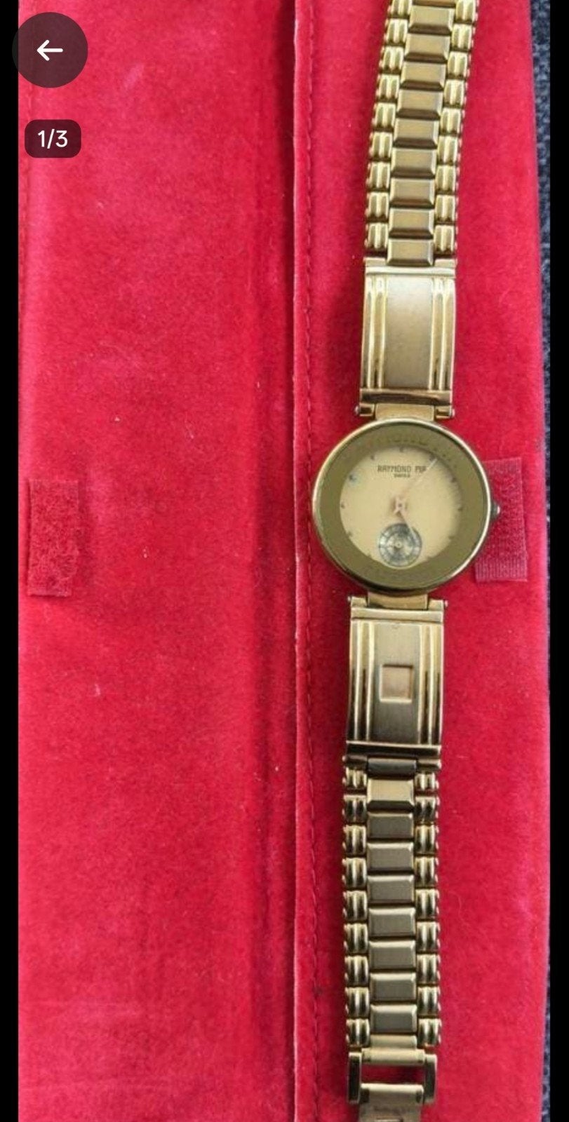 Raymond Pia Swiss Horloge - 24K Verguld, Saffierglas, Handtassen en Accessoires, Horloges | Dames, Ophalen, Gebruikt, Polshorloge