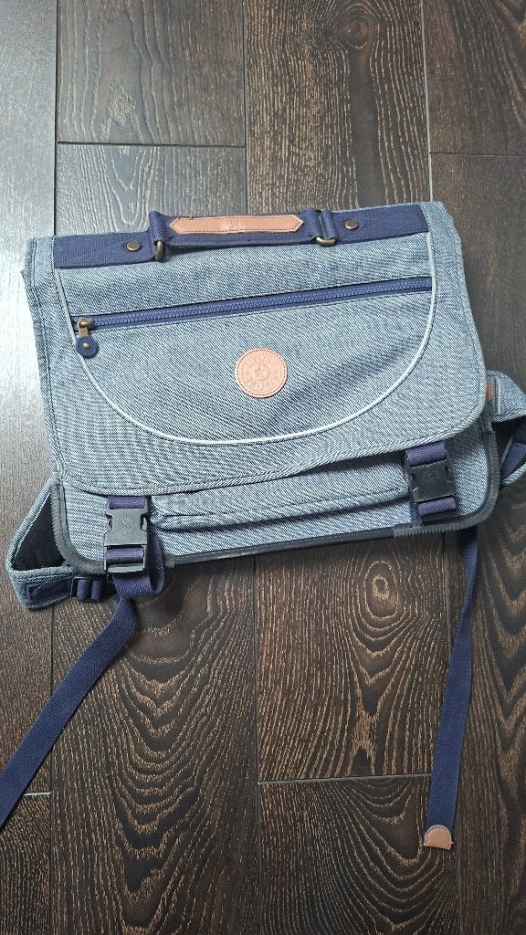 Sacoche et cartable en jean bleu gris Kipling, Enlèvement ou Envoi, Comme neuf, Bleu, Sac à dos