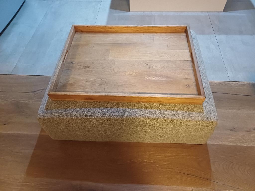 Massief eiken plateau 80x60, Huis en Inrichting, Tafels | Salontafels, Ophalen, Zo goed als nieuw, Eikenhout