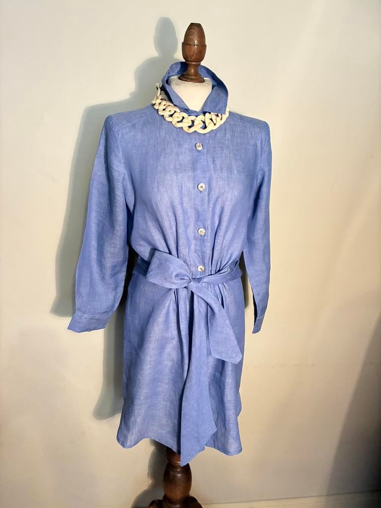SCAPA BLOUSE BLUE 100% LINNEN, Kleding | Dames, Verzenden, Zo goed als nieuw, Maat 38/40 (M), Blauw