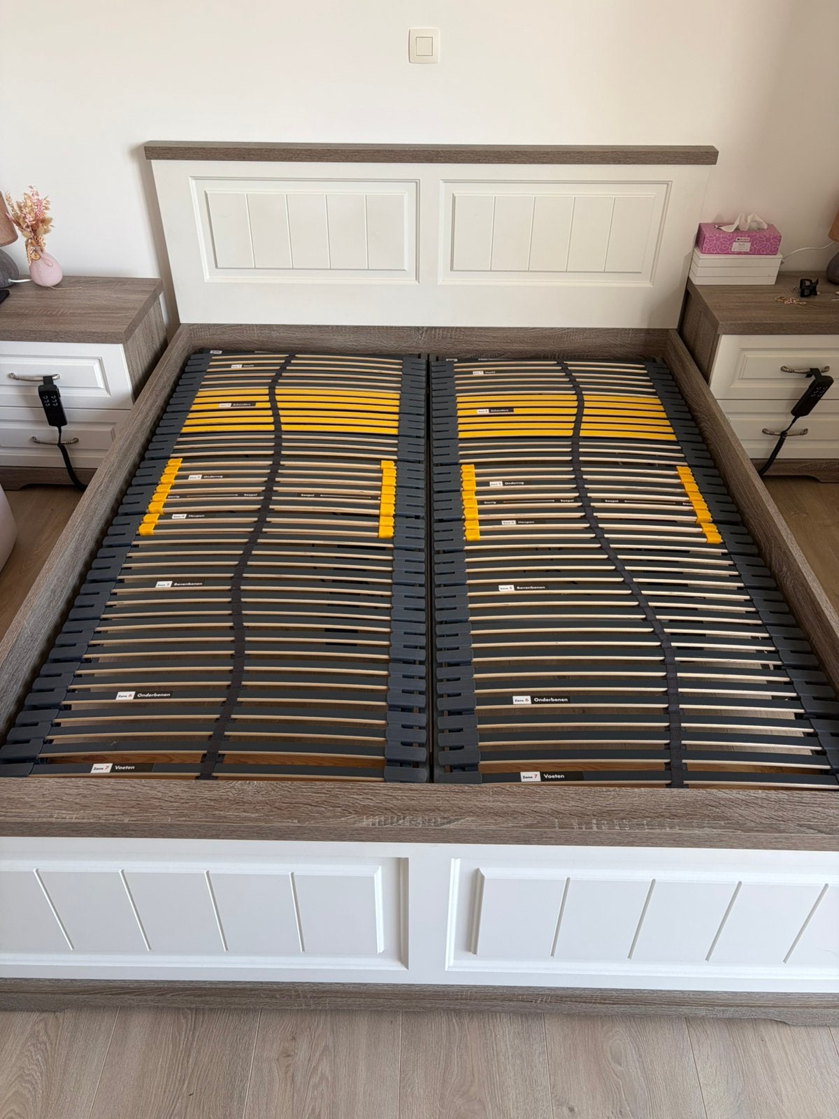 2x elektrische lattenbodems Bossflex 600, Huis en Inrichting, Slaapkamer | Bedden, Ophalen, Tweepersoons, 80 cm, 200 cm