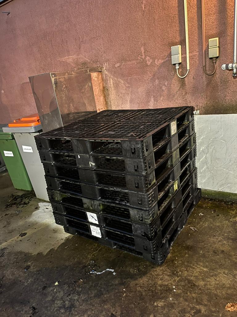 Kunststof palletten, Ophalen, Gebruikt