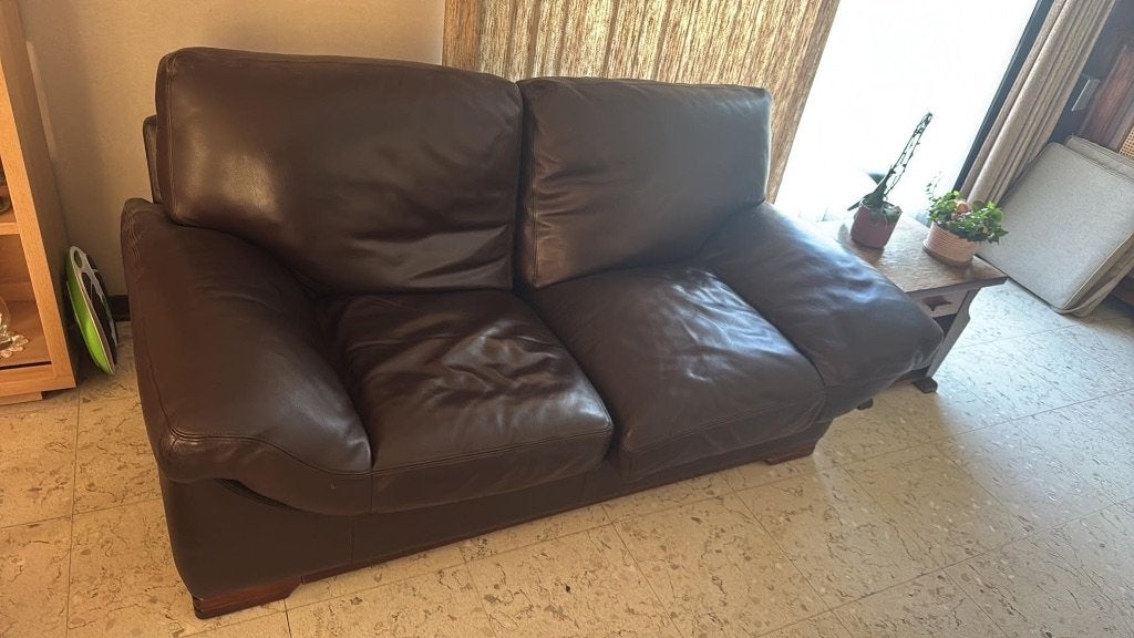 Salon en cuir épais brun, Huis en Inrichting, Ophalen, Gebruikt, Overige maten, Leer