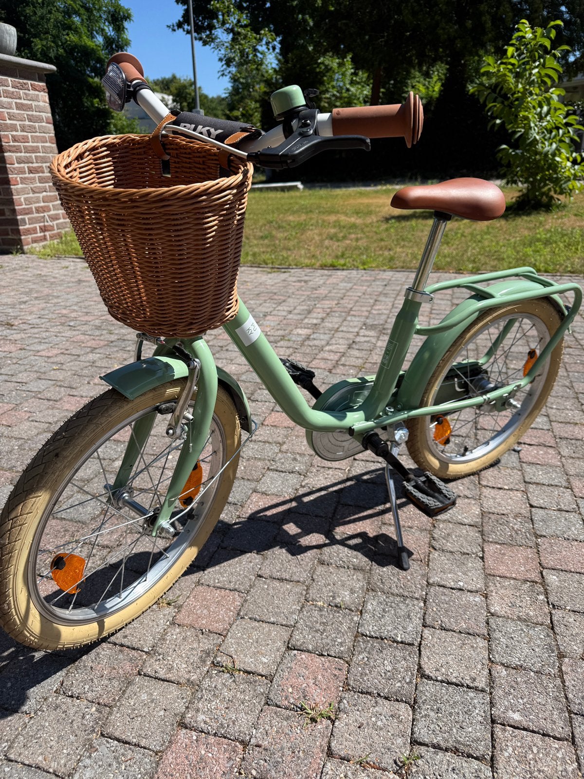 Kinderfiets Puky 18 inch met mandje - muntgroen - nieuwstaat, Vélos & Vélomoteurs, Enlèvement, Comme neuf, Frein à rétropédalage