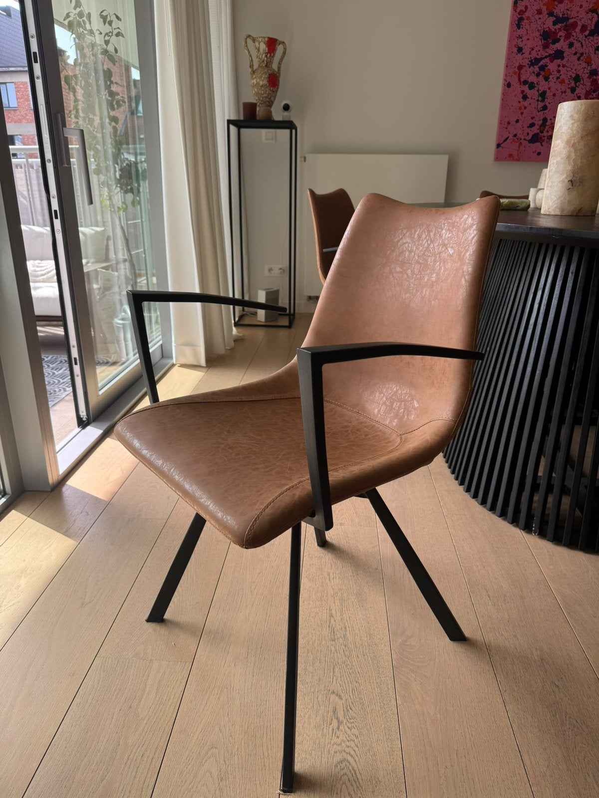 5 bruinleren stoelen TE KOOP, Huis en Inrichting, Stoelen, Ophalen, Zo goed als nieuw, Bruin, Leer