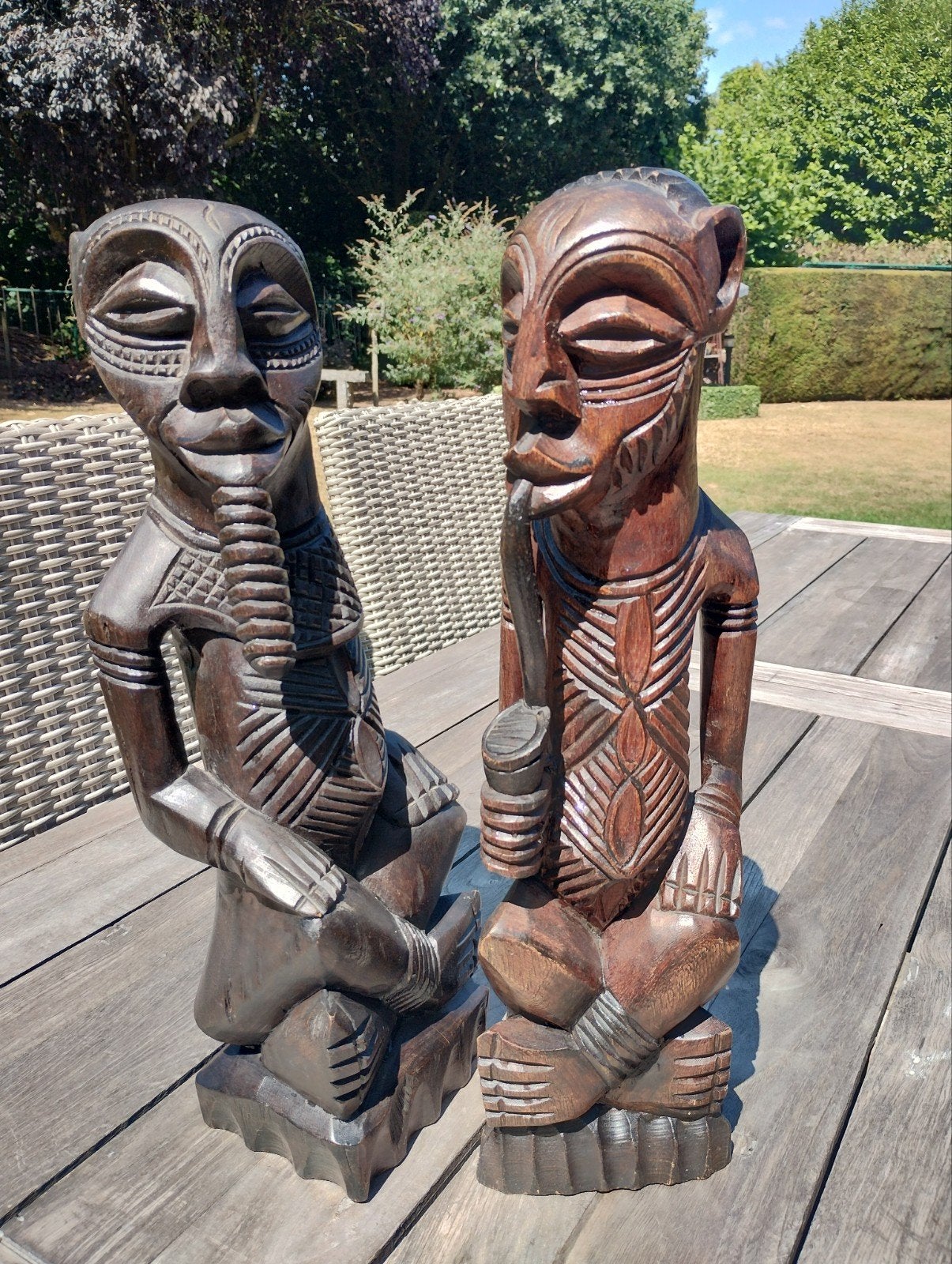 exotische houten beelden, Antiek en Kunst, Kunst | Beelden en Houtsnijwerken, Ophalen, Handgemaakt, 20 - 50 cm, Beeld
