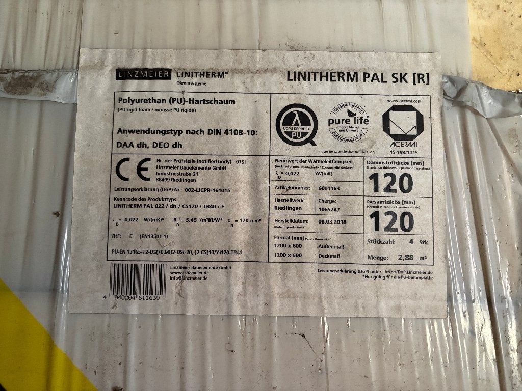 Linitherm isolatie 12cm, Doe-het-zelf en Bouw, Ophalen, Nieuw, Hardschuim (Pir), 15 m² of meer