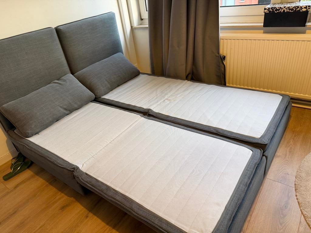 IKEA slaapzetel 2-persoons – logeerbed – grijs, Ophalen, Tweepersoons, Zo goed als nieuw, 200 cm