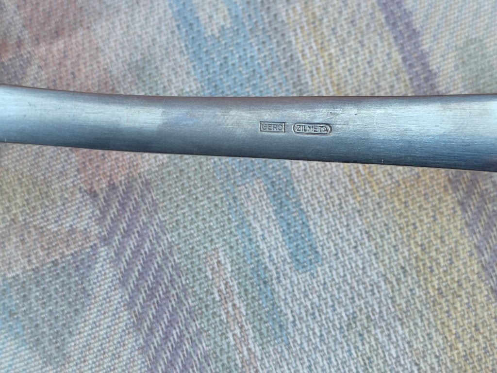 Mooie vintage Gero Zilmeta   Grote soeplepel & juslepel, Set de couverts, Gero, Comme neuf, Enlèvement