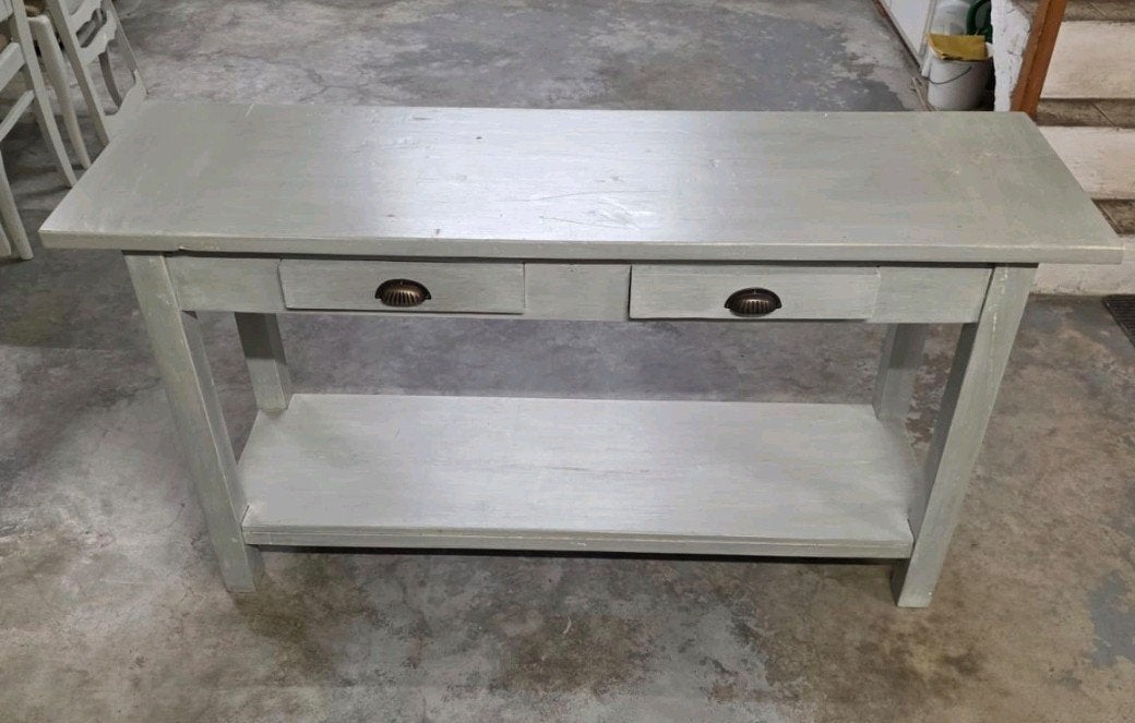 sidetable in hout met schuifjes. afm 1,50m0,46mx0,77m, Ophalen, Gebruikt, 100 tot 150 cm, Landelijk