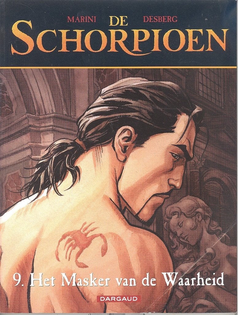 De Schorpioen nr 9 - Het masker van de waarheid., Gelezen, Eén stripboek, Ophalen of Verzenden, Desberg/Marini.