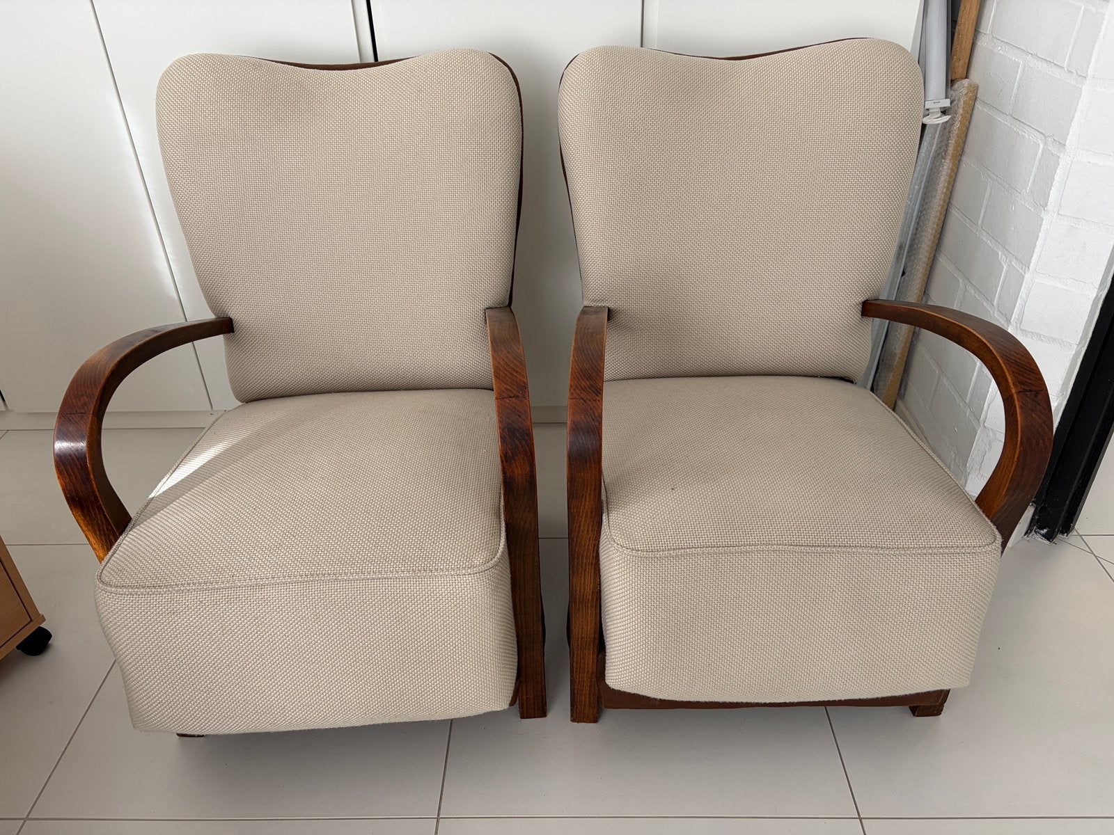 Set van 2 vintage Art Deco zeteltjes – jaren 30, Maison & Meubles, Fauteuils, Enlèvement, Comme neuf, Tissus