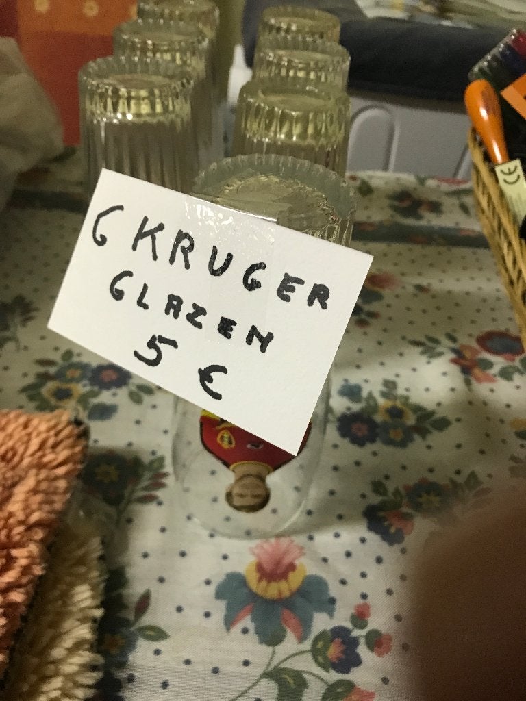 6 KRUGER PILSGLAZEN + 1 GRATIS MET VOETBALLER, Ophalen, Zo goed als nieuw, Bierglas