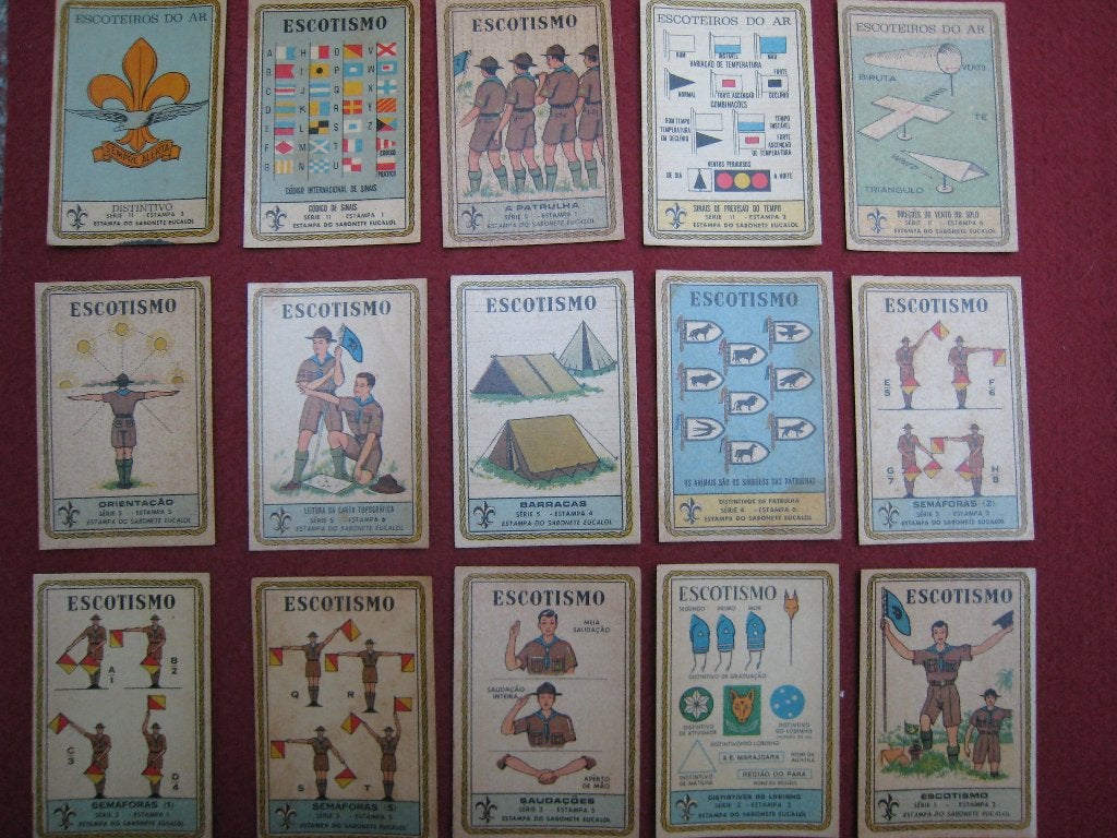 Vintage Scoutisme x 39 verzamelkaarten Brazilie Eucalol 1957, Verzenden, Gebruikt, Overige typen