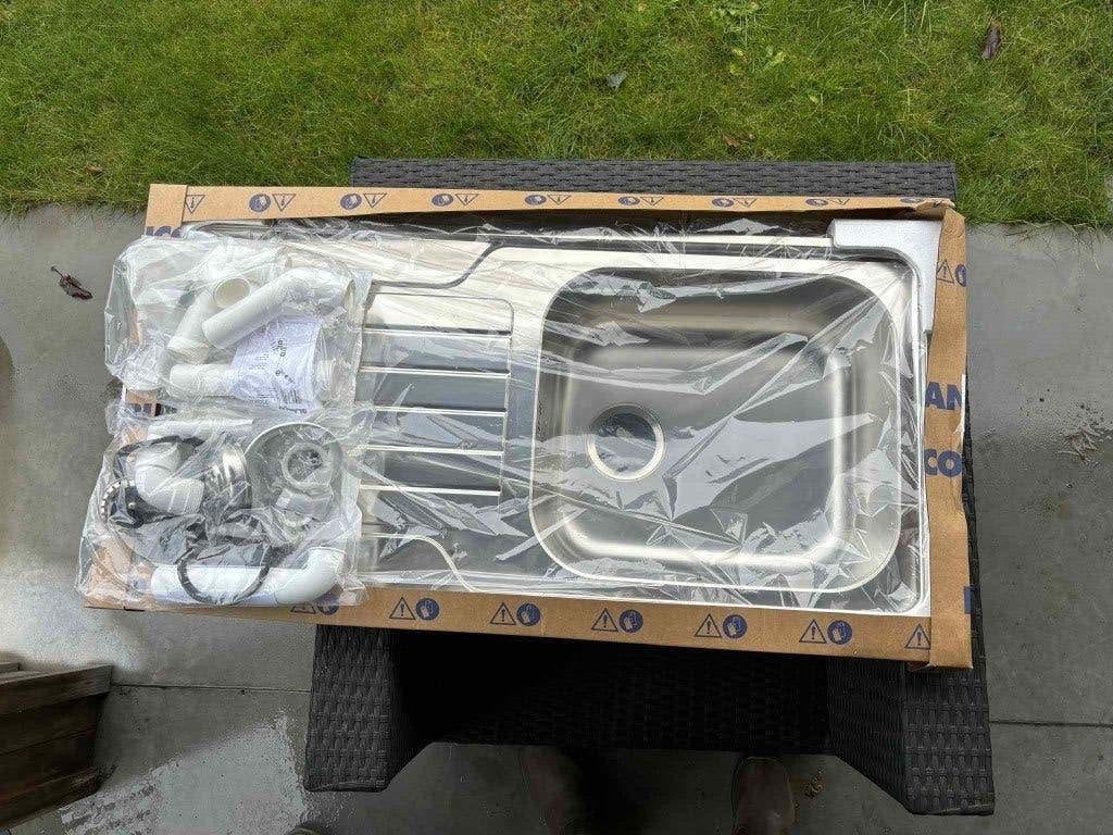 afwasbak inox met toebehoren 50cm x 100 cm, Ophalen, Nieuw, 25 tot 50 cm, 100 tot 150 cm