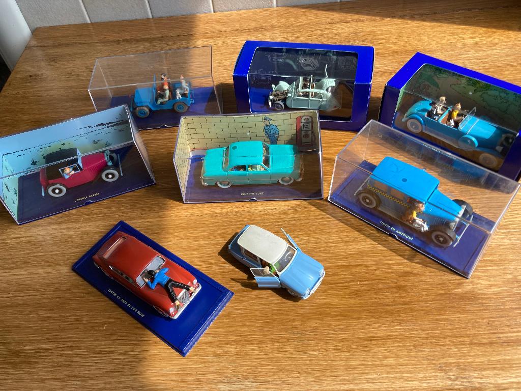 Tintin - lot de 8 voitures 1/43, Ophalen, Kuifje, Zo goed als nieuw