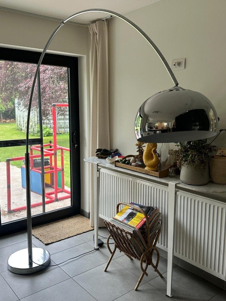 grote zilverkleurige booglamp, Huis en Inrichting, Ophalen, Gebruikt, 150 tot 200 cm