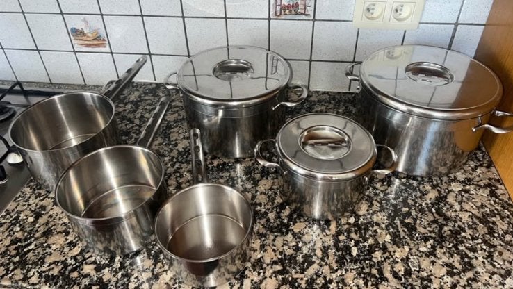 Lot des casseroles en inox, Ophalen of Verzenden, Zo goed als nieuw