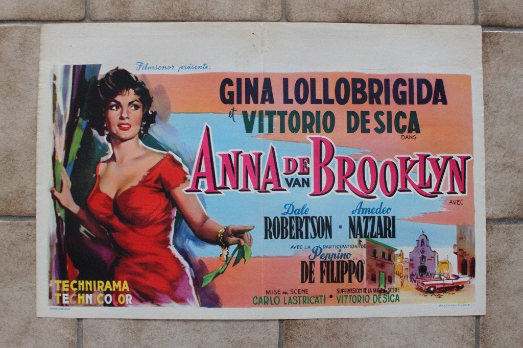 filmaffiche Gina Lollobrigida Anna di Brooklyn filmposter, Rechthoekig Liggend, Ophalen of Verzenden, Zo goed als nieuw, A1 t/m A3