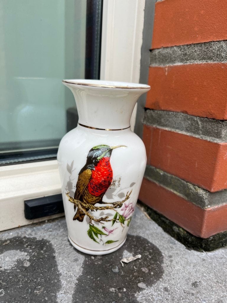 Vaasje met vogel, Ophalen of Verzenden