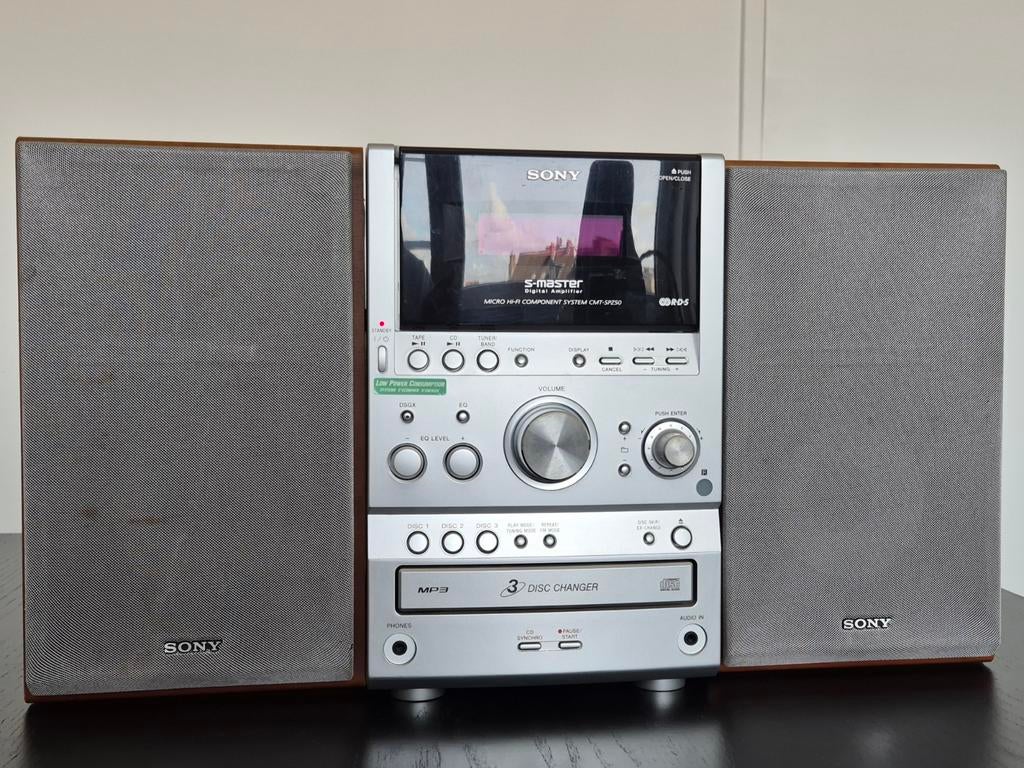 Chaîne Hi-Fi Sony avec enceintes bois – Fonctionnelle, Enlèvement
