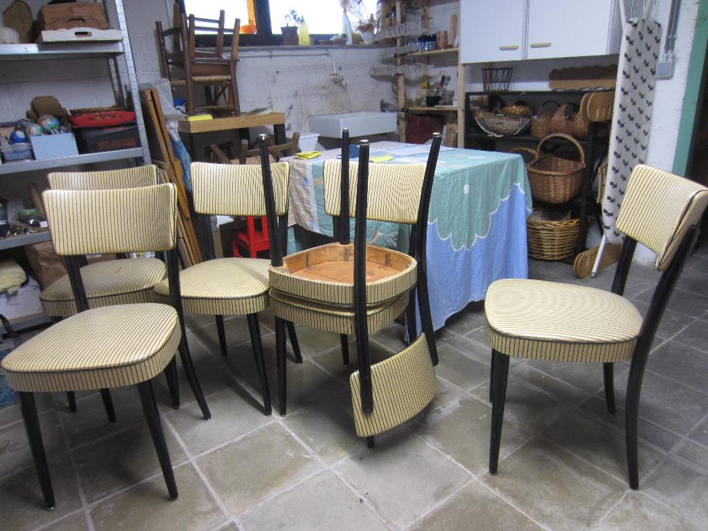 Chaises salon vintage années 60, Vintage skai, Autres couleurs, Synthétique, Enlèvement