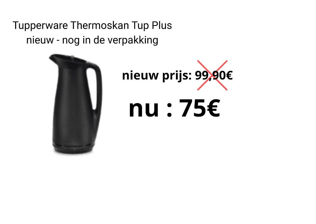 Tupperware thermoskan zwart 1l, Ophalen, Overige kleuren, Beker of Kan, Nieuw