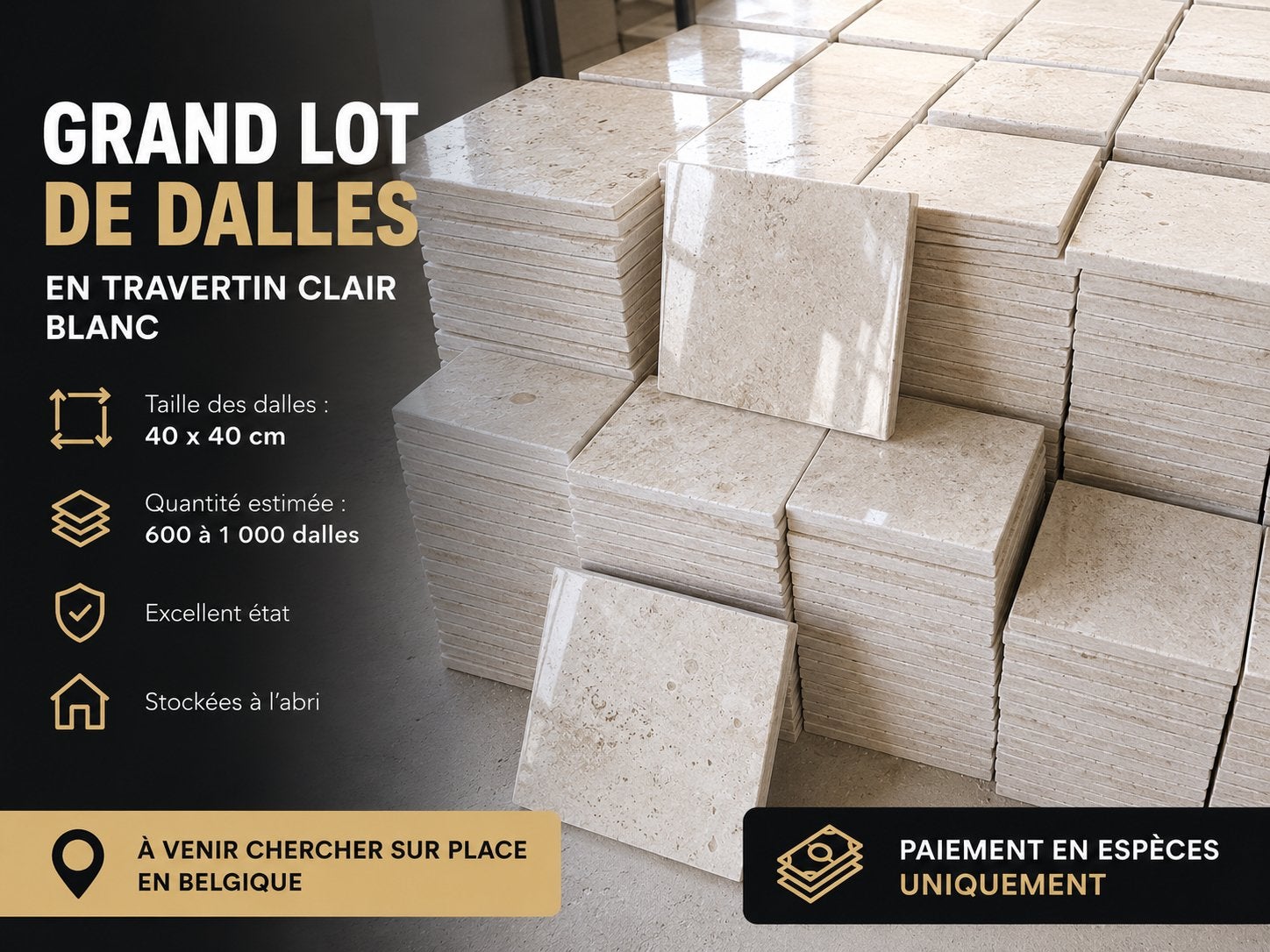 Marbre travertin clair ( Prix discutable )3500    52 sur 25, Maison & Meubles, Ameublement | Revêtements de sol, Comme neuf, Parquet