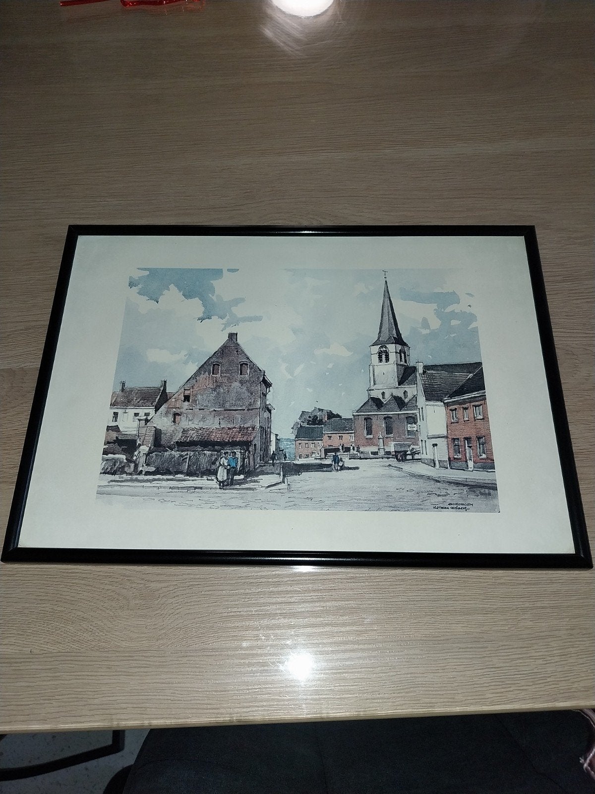 etsdruk herman verbaere, Ophalen, Ets, Lithografie, Ingelijst
