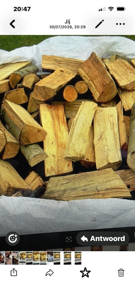 Brandhout Popelier, Es en Wilg 7.5€ per kuub droog hout, Ophalen, Blokken