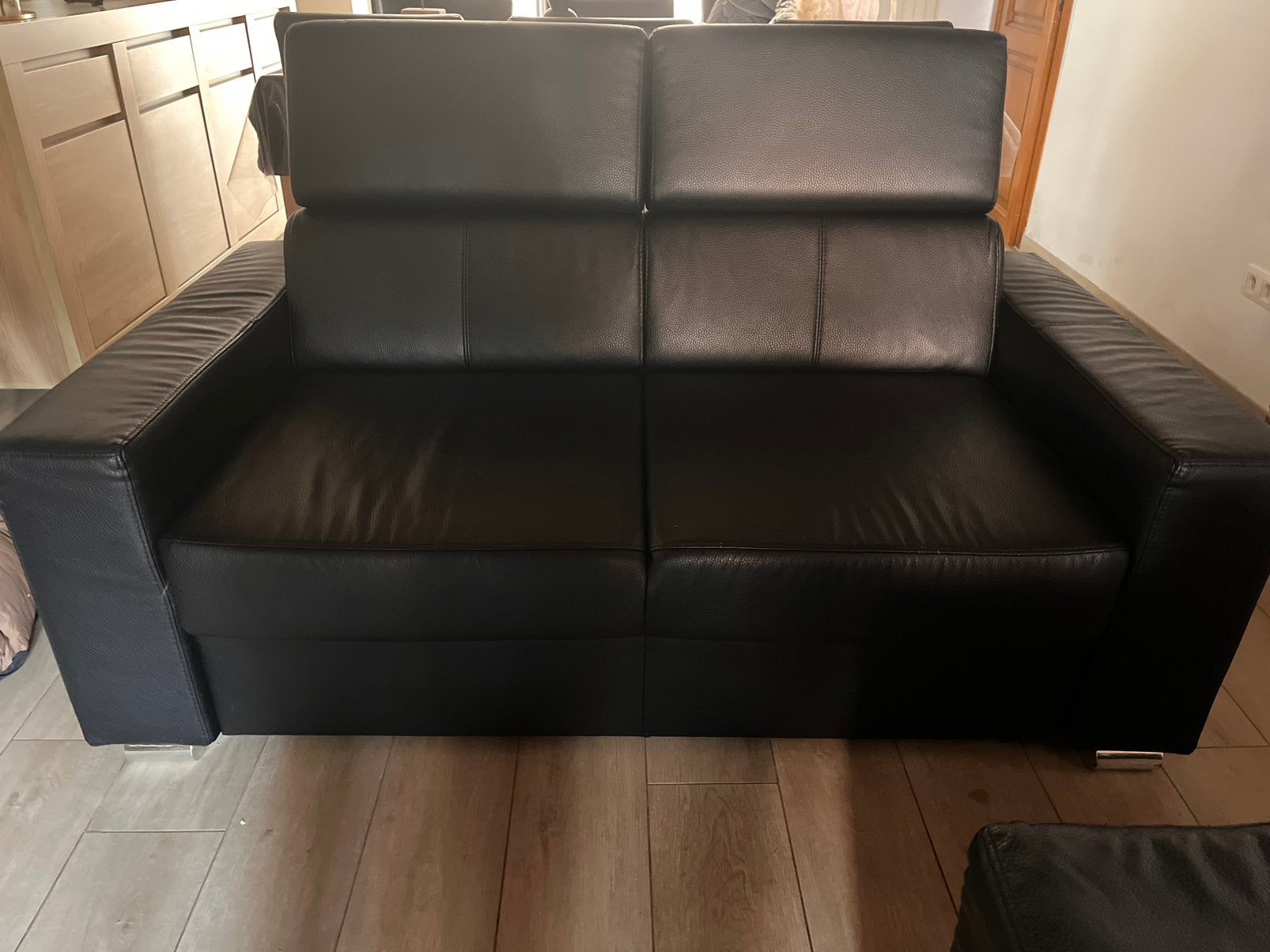 Couleur :Noir Similicuir  Longeur 1m70 Largeur 1m, Enlèvement, Utilisé, Autres matériaux, Deux personnes