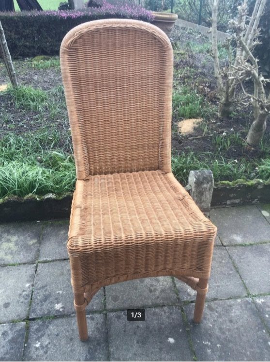 4 rieten stoelen, Ophalen of Verzenden, Gebruikt