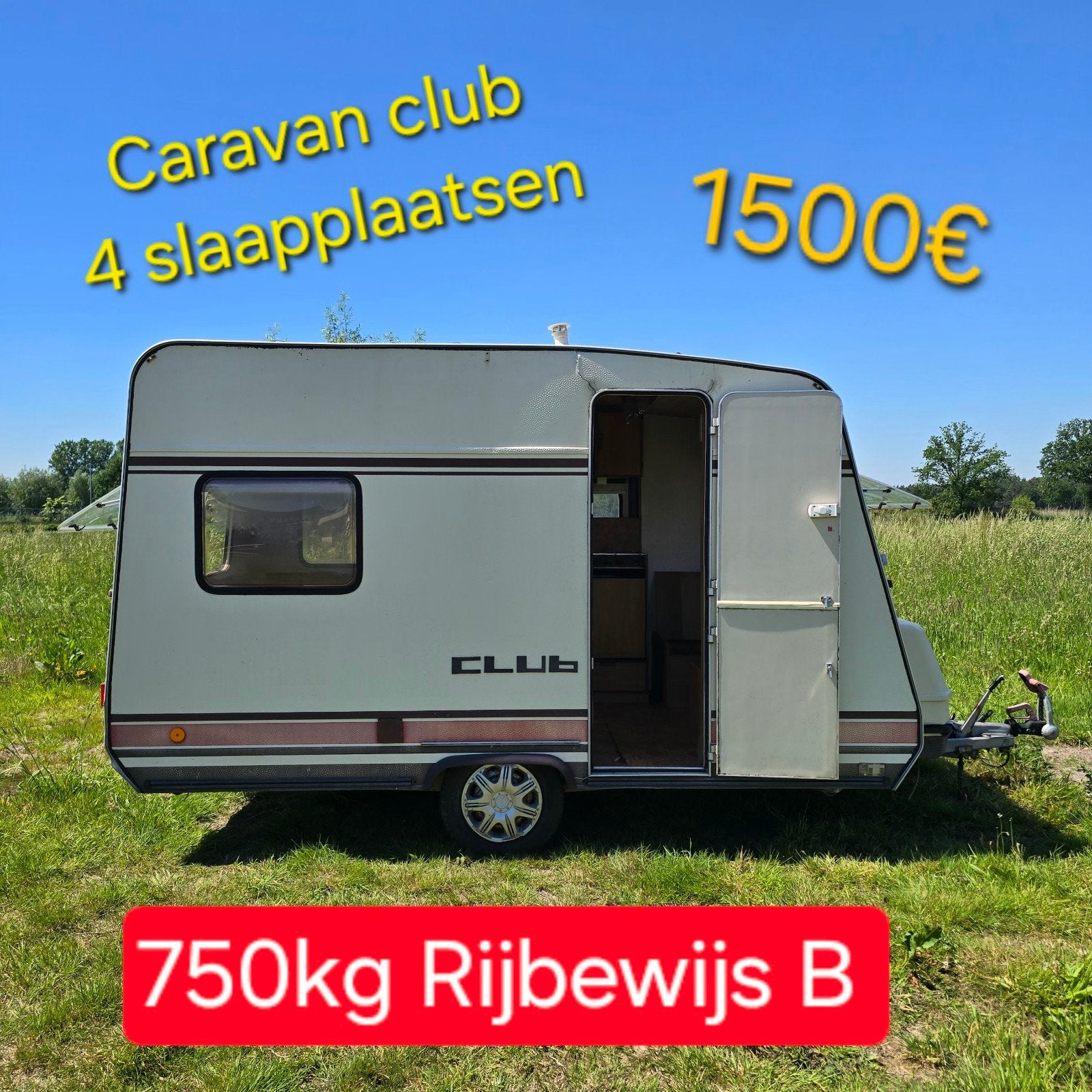Caravan 750kg Rijbewijs B 4 slaapplaatsen werfkeet foodtruck, Caravans en Kamperen, Caravans, Bedrijf, tot en met 4, 500 - 750 kg