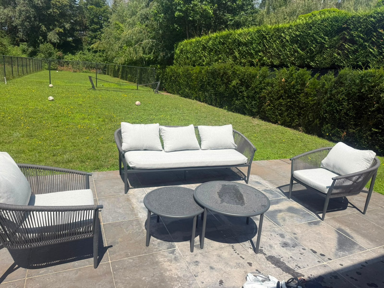 Loungeset voor 5 personen, Ophalen, 5 zitplaatsen, Aluminium, Zo goed als nieuw