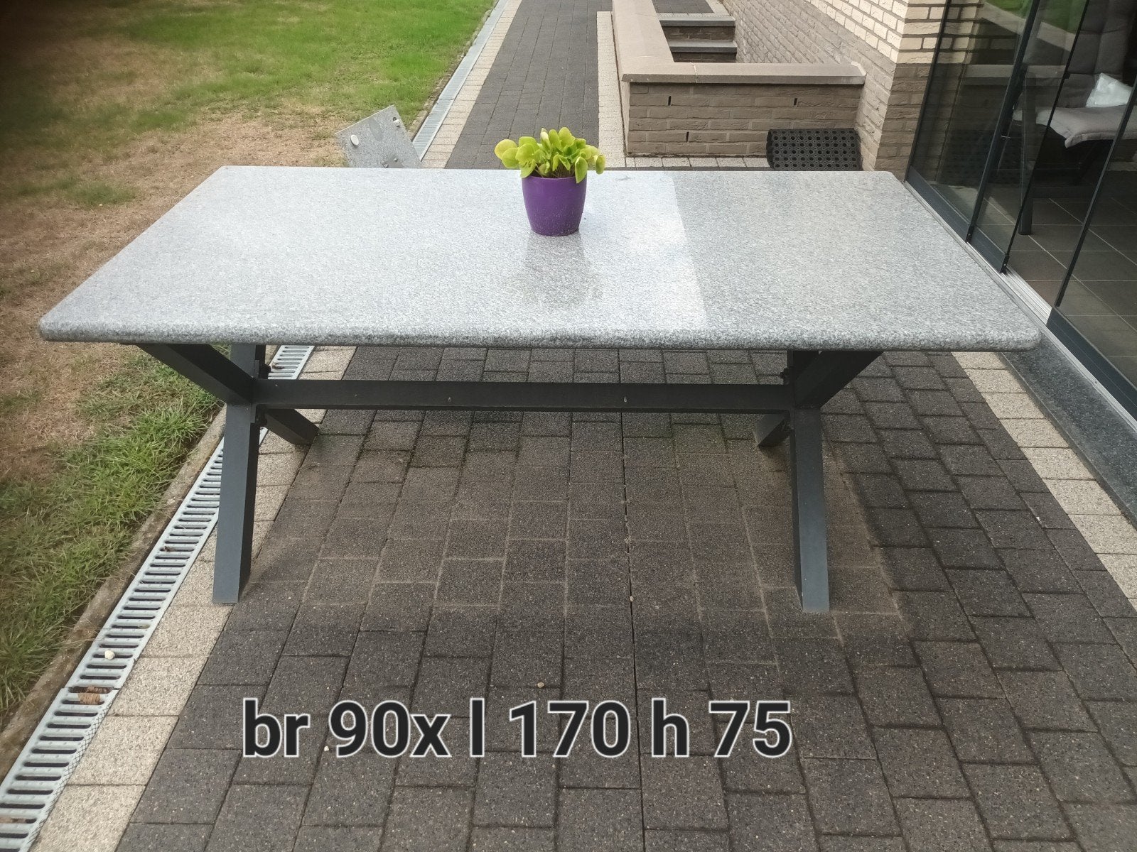 granieten tuintafel, Ophalen, Gebruikt, Rechthoekig, Aluminium