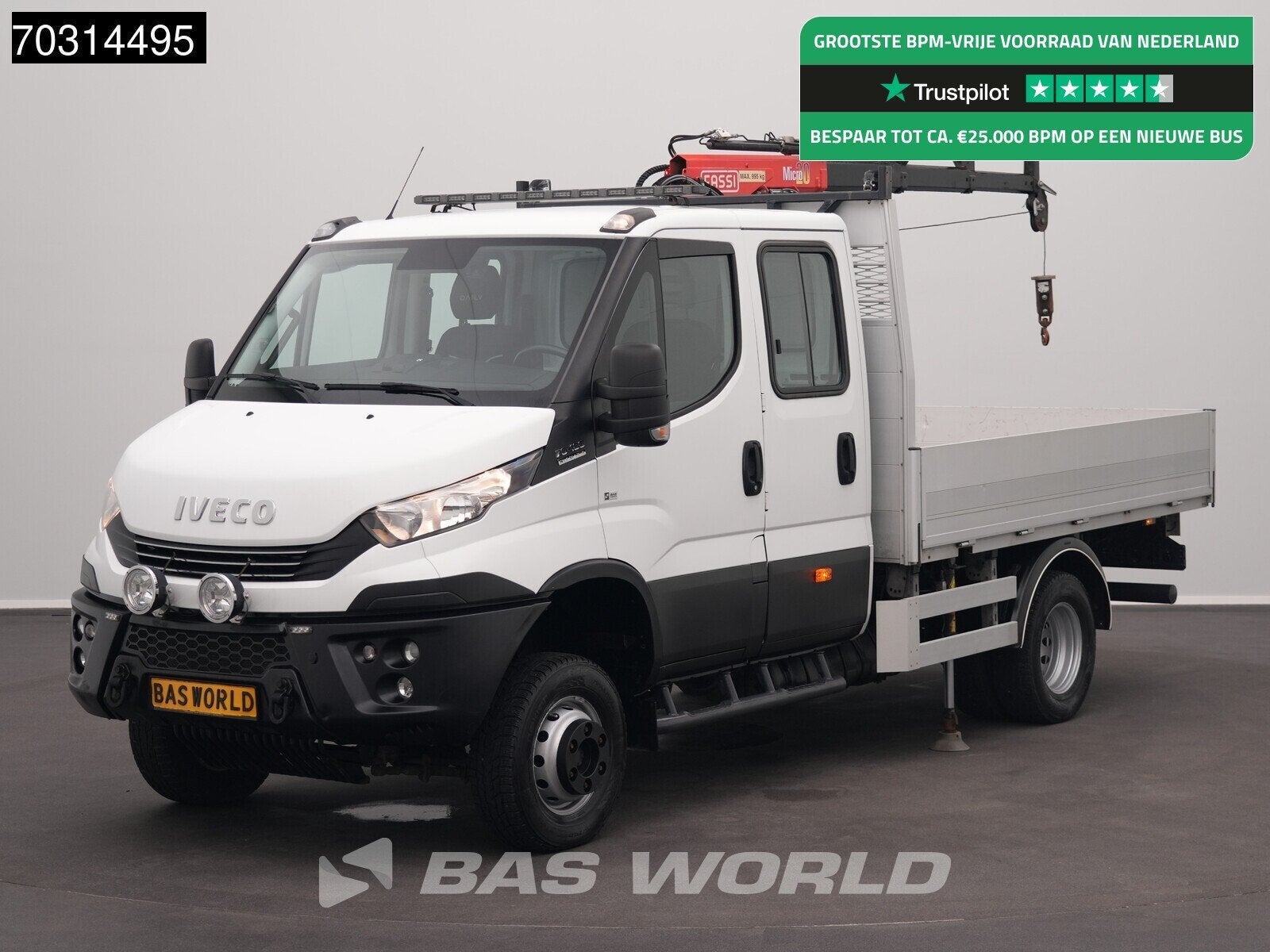 Iveco Daily 70C18 3.0L 4x4 Automaat Open Laadbak Kraan Fassi, Auto's, Automaat, Stof, Gebruikt, Euro 6