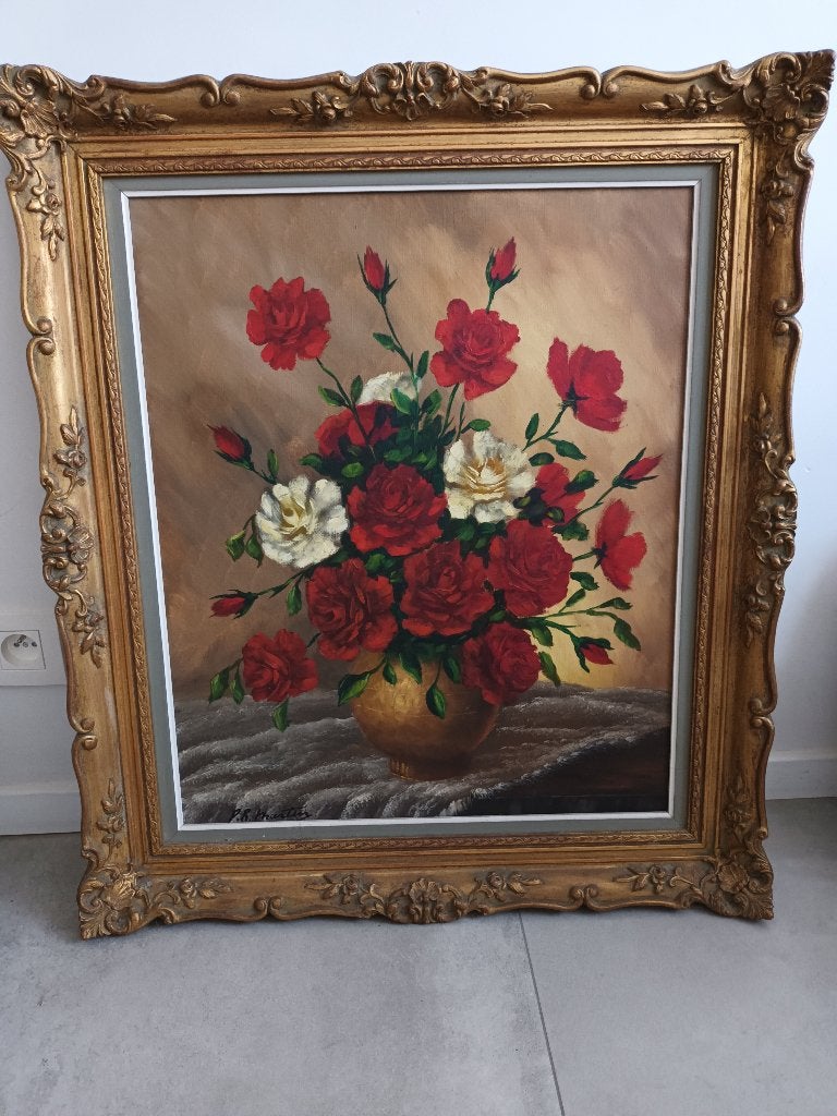 Olieverfschilderij, Antiquités & Art, Art | Peinture | Classique, Cadre spécial, Peinture à l'huile, Enlèvement, Fleurs
