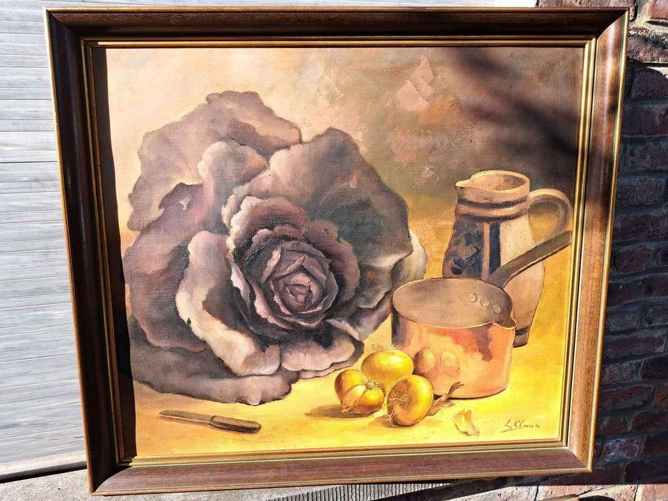huile sur toile nature morte signe Louisa claus, Antiek en Kunst, Ophalen of Verzenden
