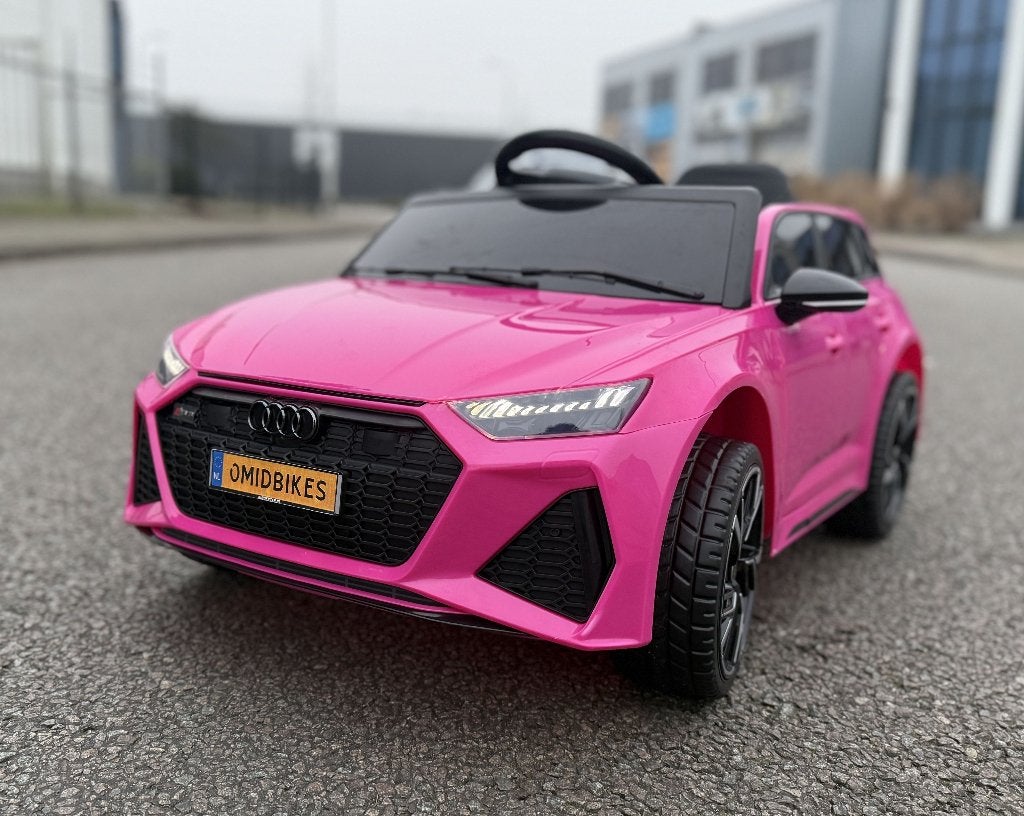 Kinder Auto Audi RS6 12v roze +RC - Leder - Rubberband NIEUW, Kinderen en Baby's, Speelgoed | Buiten | Accuvoertuigen, Ophalen of Verzenden