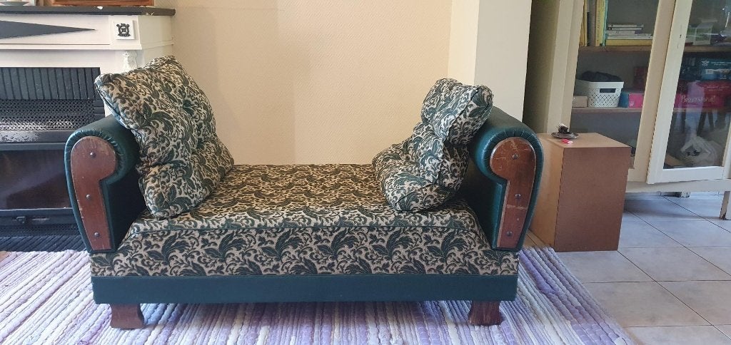 Canapé vintage années 70, Ophalen, Hout, Gebruikt, Minder dan 75 cm