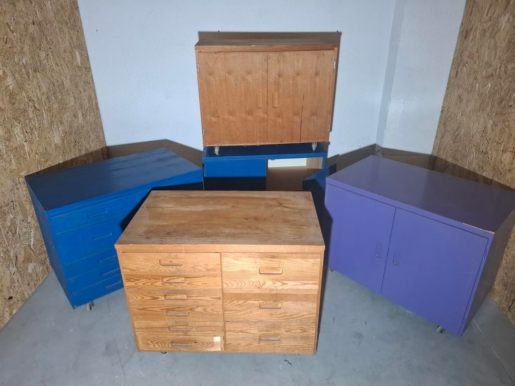 Lot de 5 box de rangement rigides sur roulettes., Maison & Meubles, Accessoires pour la Maison | Coffres, Enlèvement