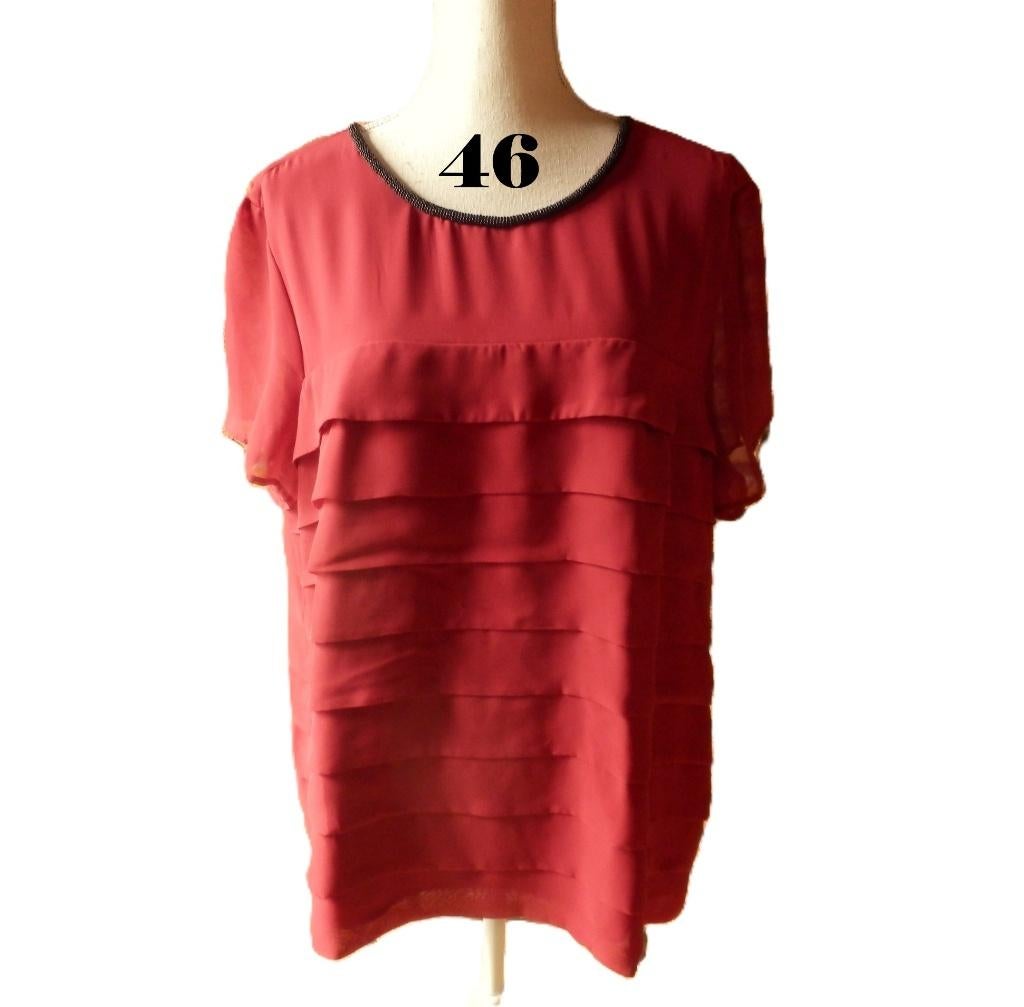 (123) -blouse femme t.46 rouge - c&a -, Rouge, Taille 46/48 (XL) ou plus grande, Enlèvement ou Envoi, Comme neuf