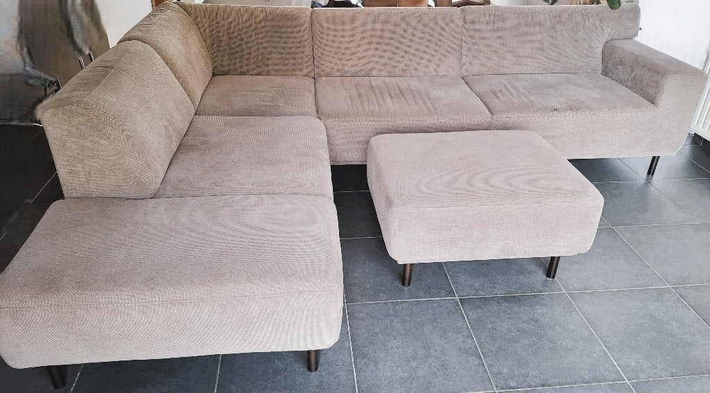 Hoeksalon met poef (voor 6 personen), Ophalen, 250 tot 300 cm, Gebruikt, Hoekbank