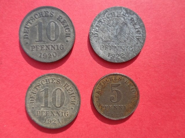 Munten 10 Reichspfennig 1920 en 1921 aan 2 € / stuk, Enlèvement ou Envoi, Allemagne, Monnaie en vrac