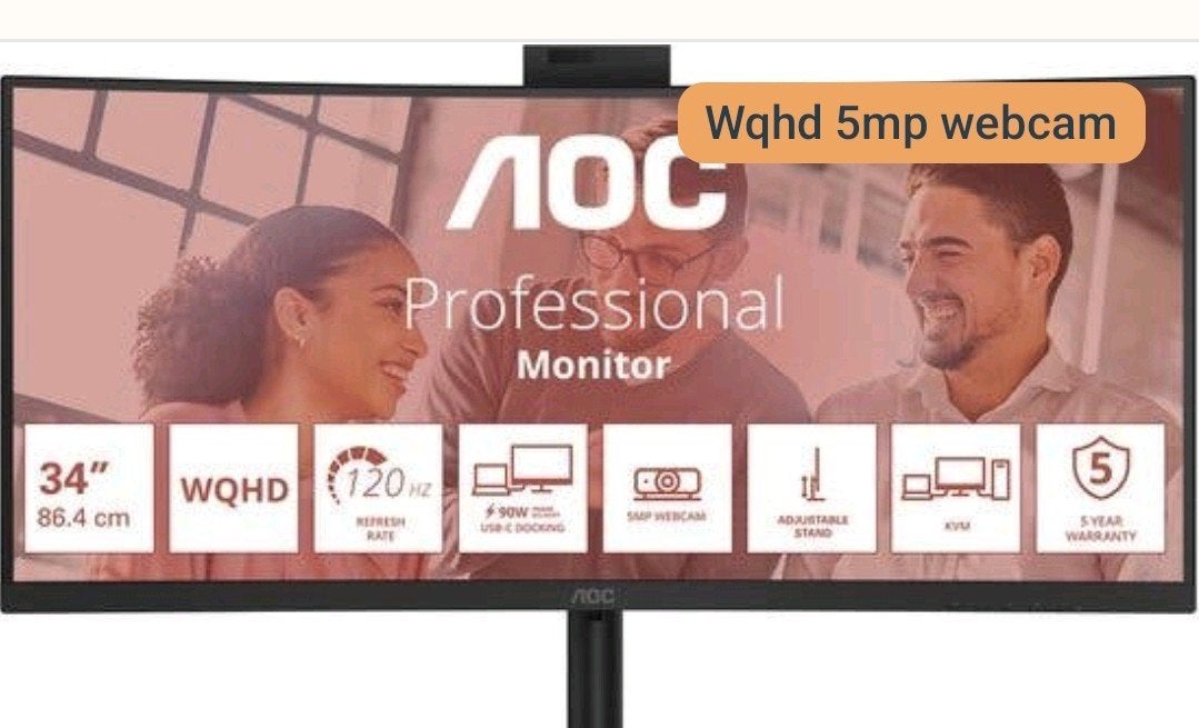 ​AOC CU34E4CW 34" WQHD Curved Ultrawide Monitor - 120Hz, Informatique & Logiciels, Gaming, Enlèvement ou Envoi, Reconditionné
