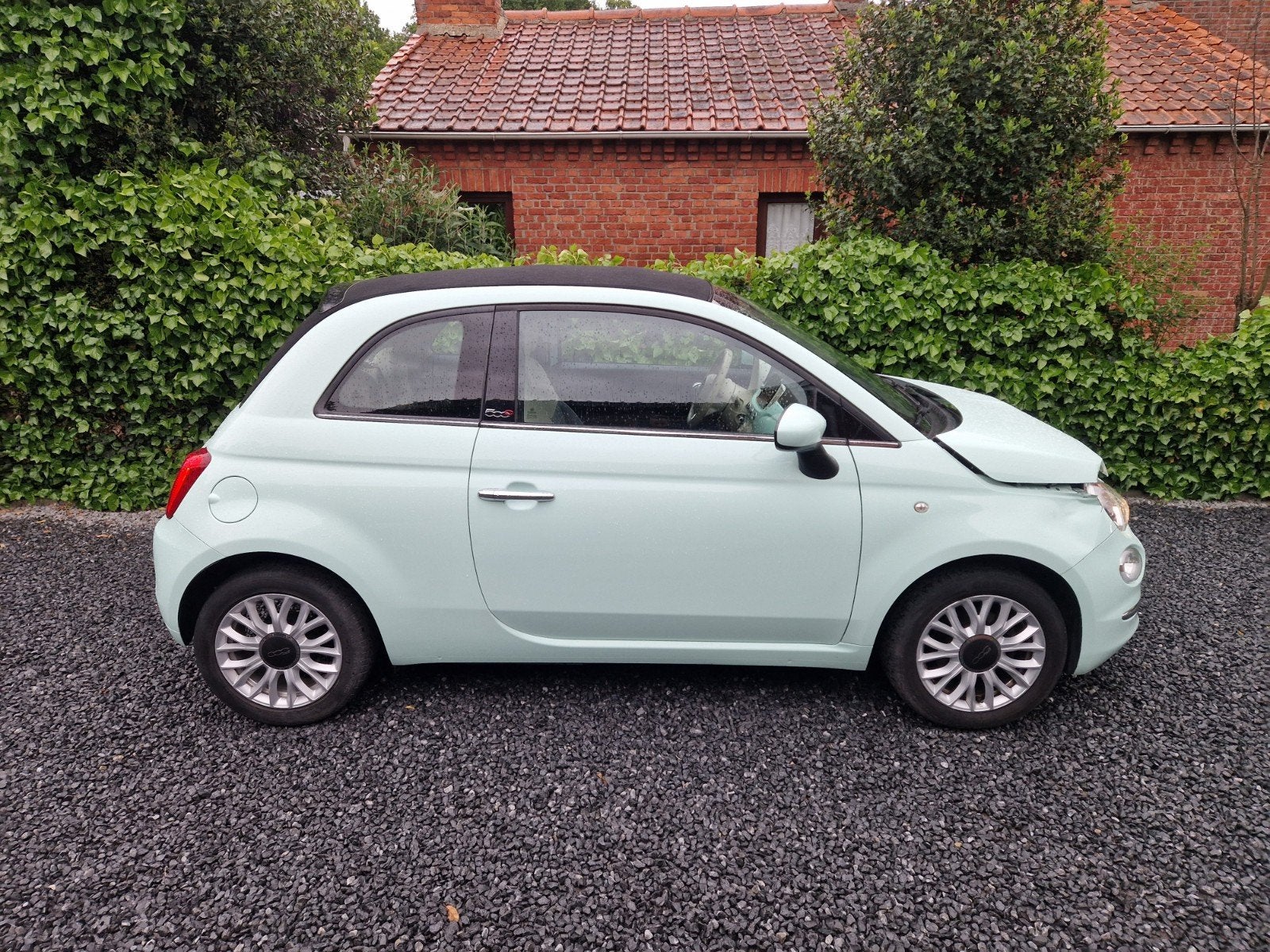 Fiat 500c cabrio bj 2019 57000km met schade, Voorwielaandrijving, Cabriolet, Bedrijf, Handgeschakeld