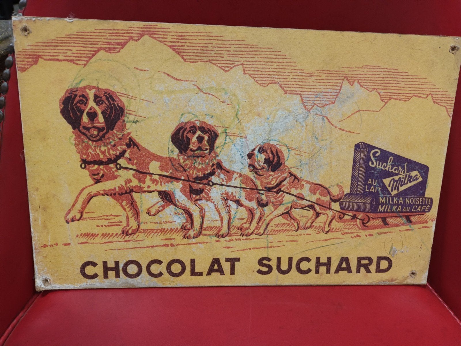 Reclamebord Chocolat Suchard / Milka (Jaren '30/'50), Verzamelen, Ophalen of Verzenden, ###, ###, ###