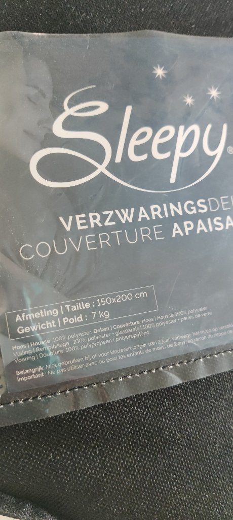 Sleepy Verzwaringsdeken 7kg - 150x200cm ongebruikt, Ophalen, Ademend, Eenpersoons, Overige materialen
